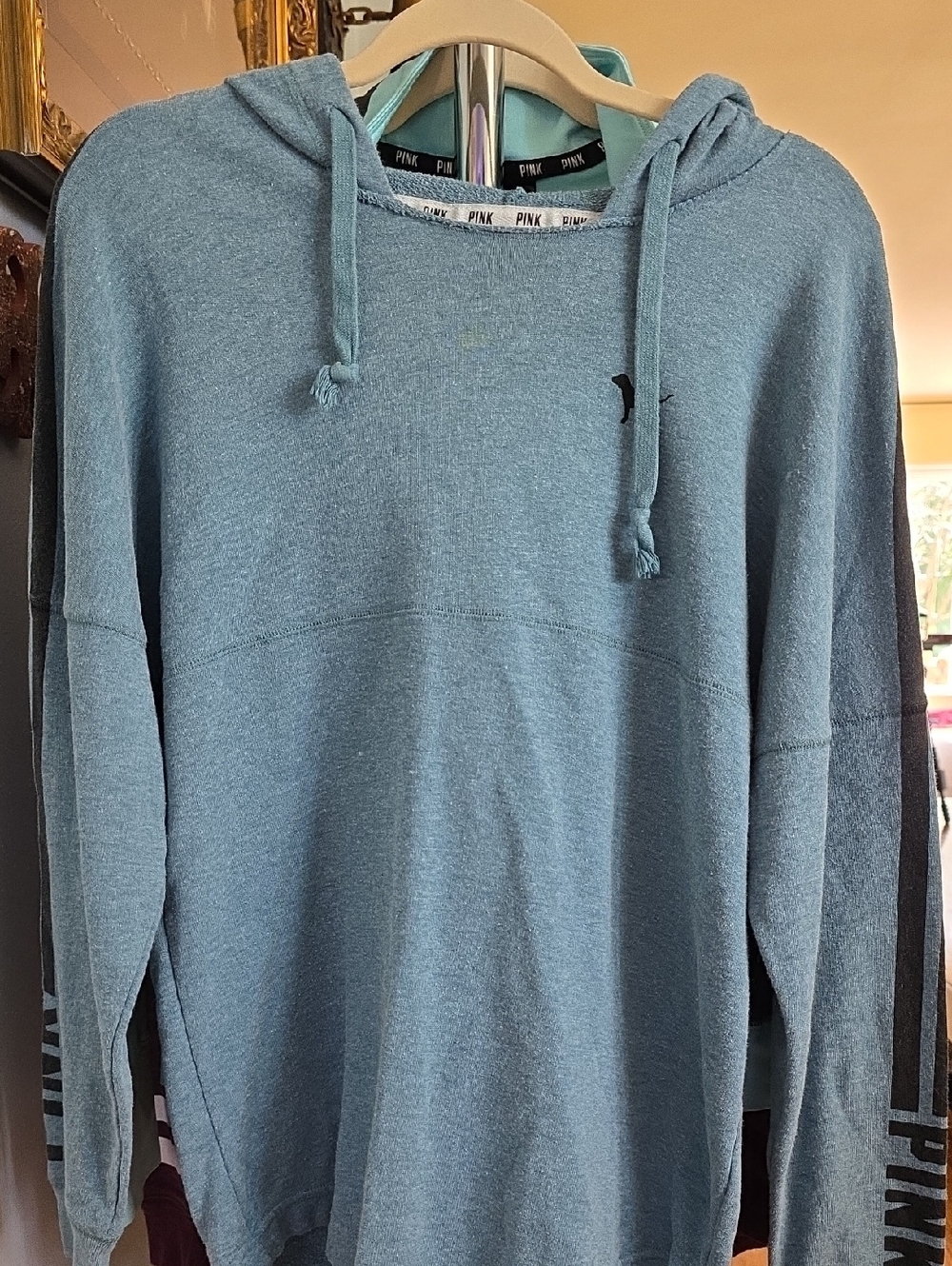 PINK Victoria's Secret Blue Hooded Pullover Sweatshirt